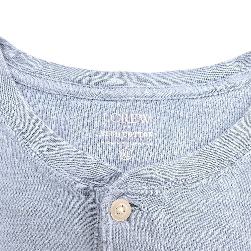 J.Crew Henley Shirt Mens XL Blue Slub Cotton Classic Short Sleeve L1965 Casual - Picture 5 of 9